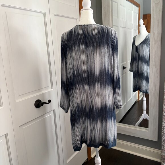 209 Brand Women's XL Blue and White Long Sleeve Cardigan Duster - Career, Casual - Picture 3 of 6